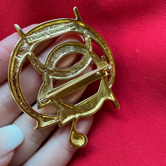 DIOR Rare Vintage C Large Logo Brooch Pin Charm Logo - Picture 7 of 8